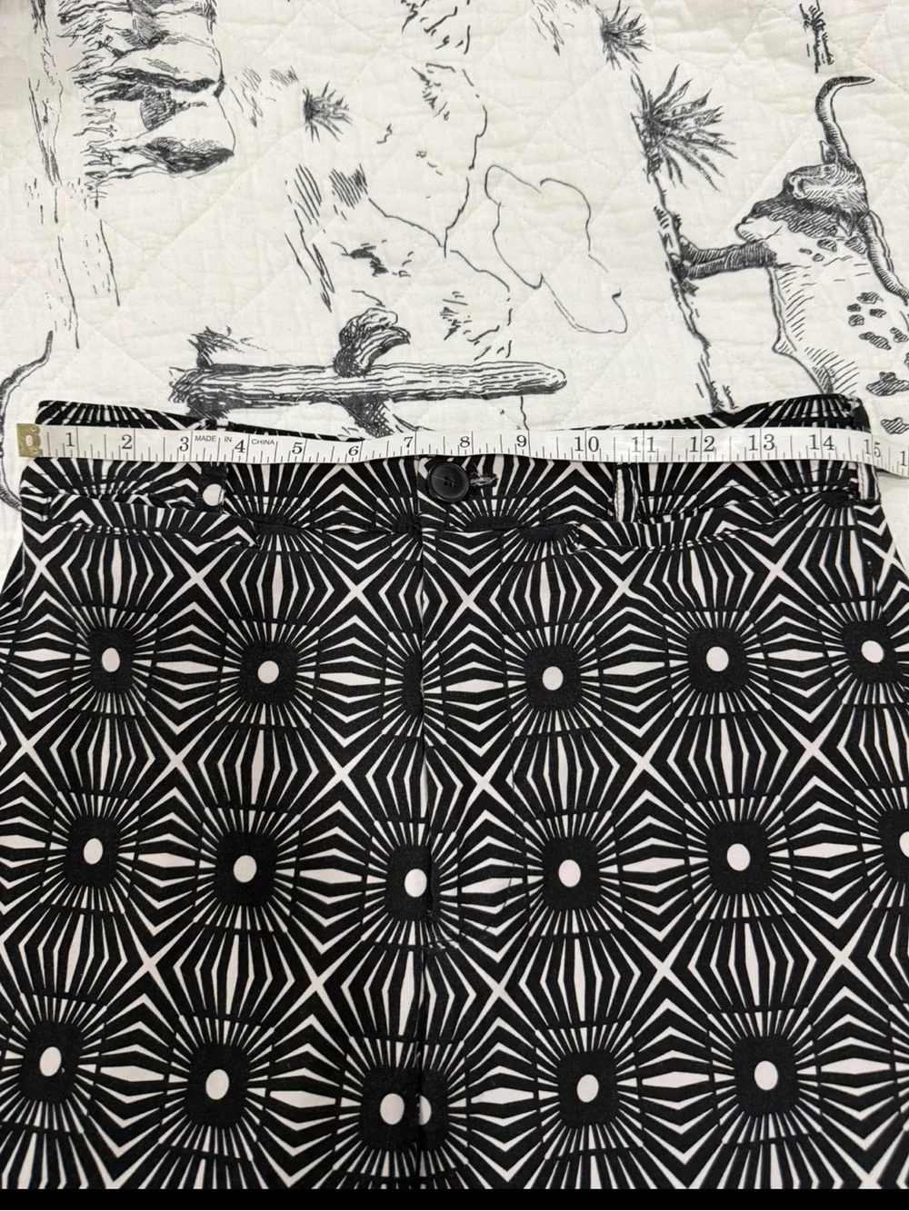 Anthropologie Maeve The Ettie High-Rise Crop Wide-Leg Pants In Geometric Print - Picture 14 of 16